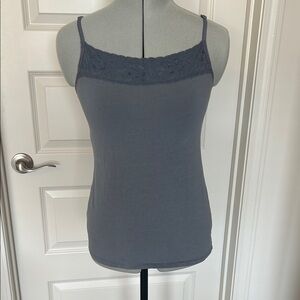 Gray Lace Trim Women's Top
